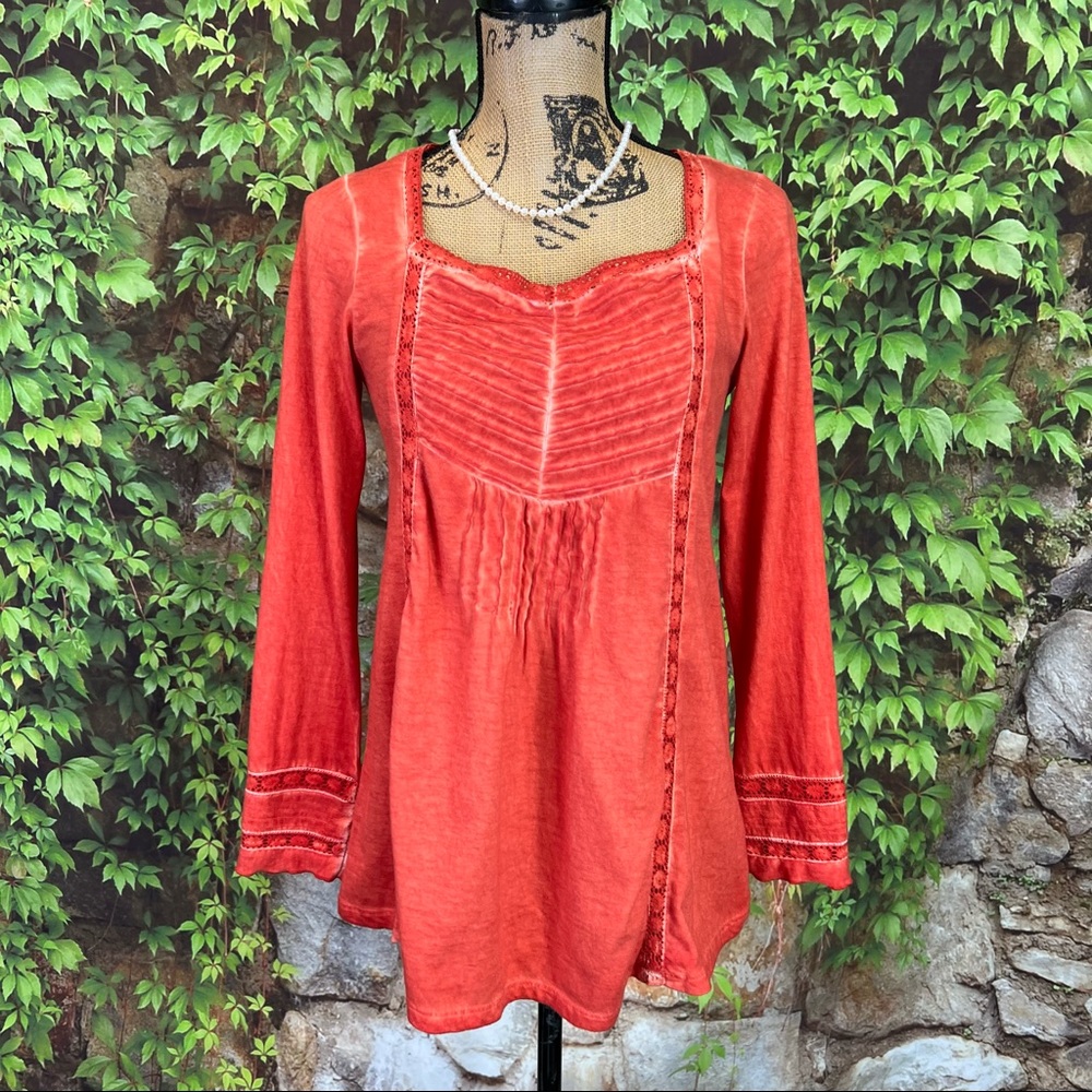 SOFT SURROUNDINGS Bohemian Festival Pumpkin Embellished Long Sleeve Tee, XS - Picture 2 of 12